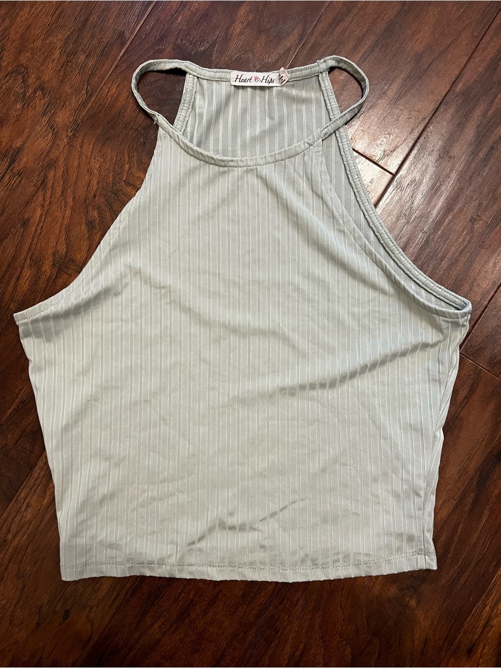 Heart Hips Sage Green Ribbed Halter Tank Top
